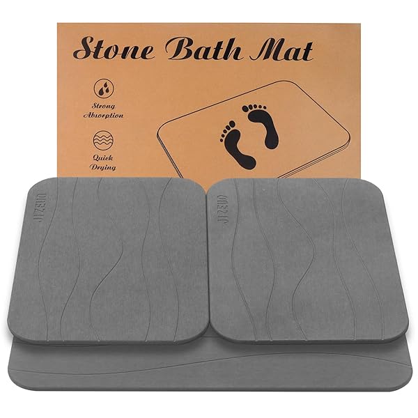 JIZEUO STONE BATH MAT, SET OF 3,DIATOMACEOUS EARTH...