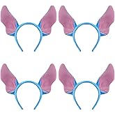 Cumwoen 4PCS Bendable Blue Ears Headband Women Plush Ears Costume Headwear Cosplay Party Dress Up Accessories