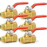 GASHER 3PCS 1/4 Inch Heavy Duty Brass Ball Valve Shut Off Switch, 1/4 Inch Male x Female NPT Thread Pipe Fitting