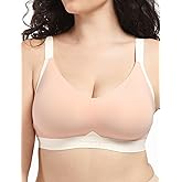 COMFELIE Seamless Wireless Bra for Busty Women No Underwire Lightly Lined Deep V T-Shirt Bralette Underarm-Smoothing