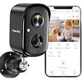 Security Cameras Wireless Outdoor, 2K Indoor Cameras for Home Security Battery Powered, AI Motion Detection, Color Night Vision, 2-Way Talk, Spotlight Siren Alarm, Cloud &amp; SD Storage-Jet Black Camera