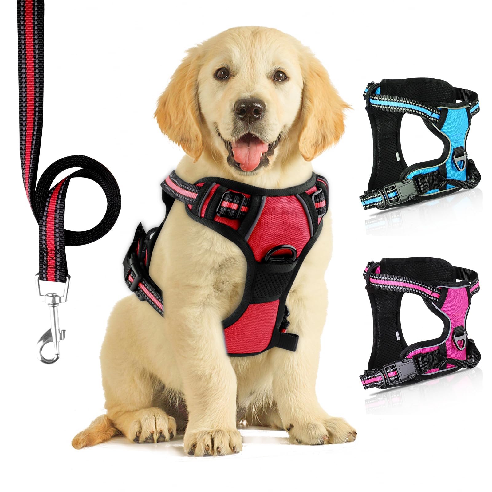 No Pull Dog Harness with Leash included,Perfect Breathable Adjustable fit Harness Heavy Duty Reflective Front Harness,Best for Small Medium Large Dogs Outdoor Training (Bright Red, S) — image 1