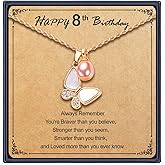 YOVOGO Butterfly Birthday Necklace for 8 9 10 13 Year Old Girl Birthday Gift Ideas Christmas Gifts for Girls Daughter Granddaughter Niece Sister Friends with Message Card and Box