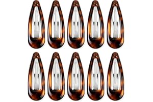 Nivofu 10pcs Snap Hair Clips, Water Drop Tortoiseshell Metal Hair Barrettes, No Slip Coated Hair Clips for Women Thick Thin F