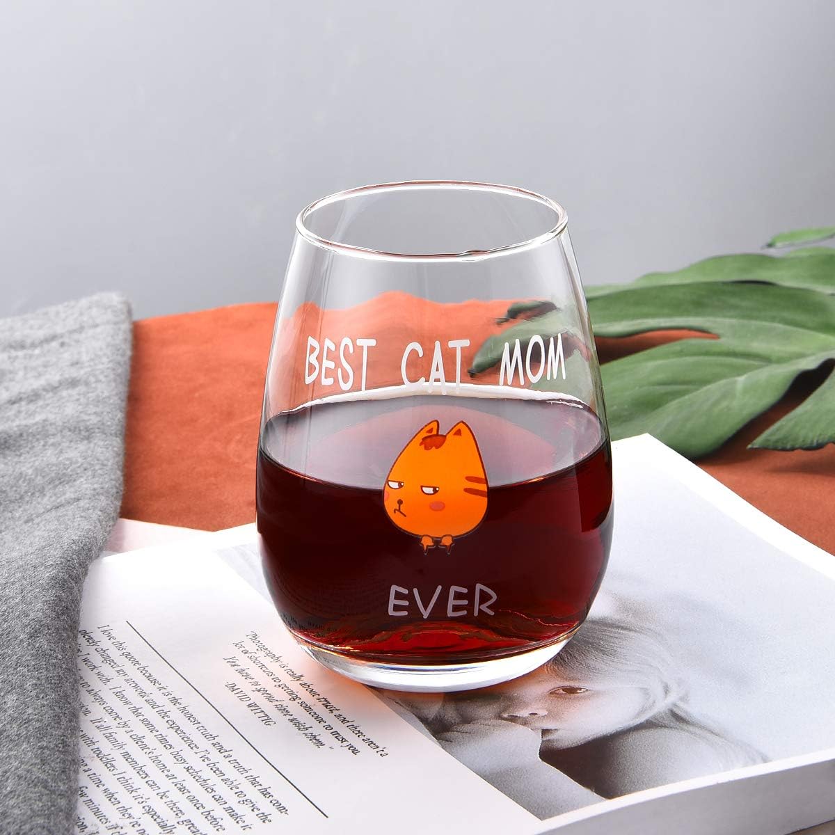 best cat mom ever wine glass