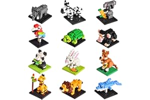FUN LITTLE TOYS Party Favor for Kids, Mini Animals Building Blocks Sets Goodie Bags Stuffers for Kid, Small Toy Prizes, 12Pack Birthday Party Favor Easter Egg Fillers