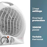 Daewoo 2000W Upright Fan Heater with Thermostat and Safety Cut Out view 2