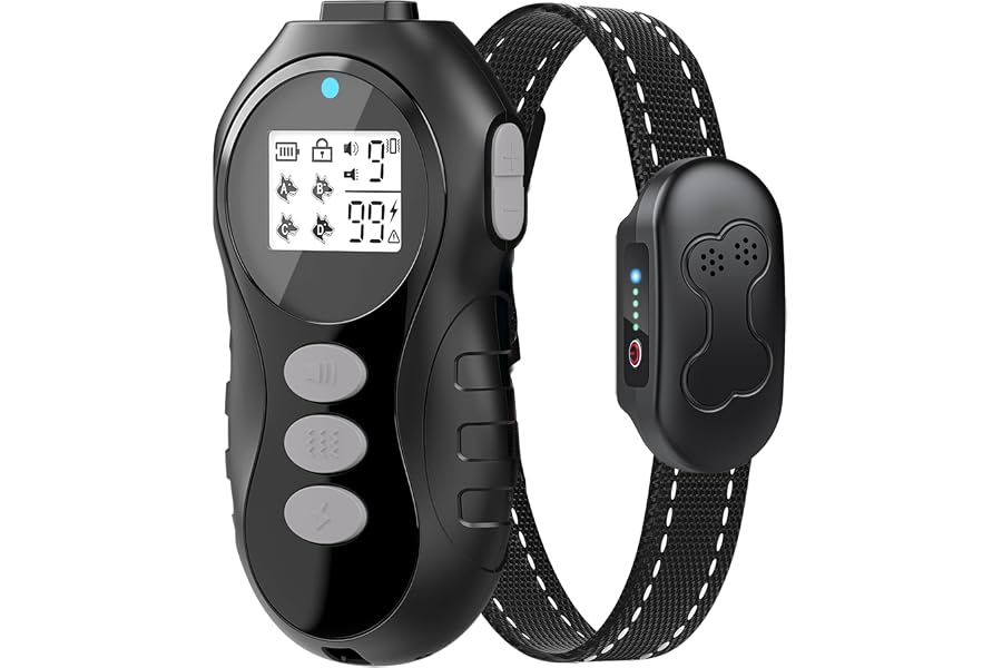 Dog Shock Collar with Remote Control, IXP7 Waterproof Dog Training Collar | Shock Collar for Dogs 15-120lbs, Waterproof Collar, Rechargeable, 4 Training Modes, Security Lock, Long Battery Life