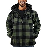 Butygity Heavyweight Hoodies for Men Zip Up Sweatshirts Plaid Flannel Sherpa Fleece Lined Winter Jacket Warm Coat