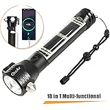 Otdair LED Flashlight Solar Power Tactical Flashlight,Ultra Bright Flashlight,Safety Hammer,High Lumens Tactical,USB Rechargeable,5 Modes for Outdoor,Camping,Hiking