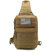 SXJWISHES Tactical Sling Bag Small Military EDC Pack Rover Shoulder Sling Pack Molle Crossbody Chest Backpack for Men (Khaki)
