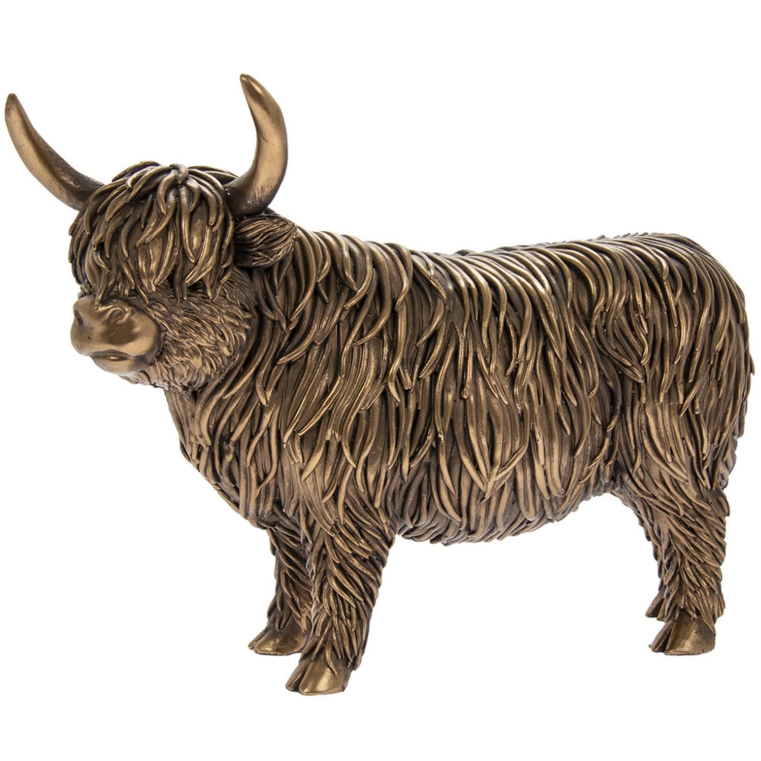 Lesser & Pavey Reflections Bronzed Highland Cow Figurine, Bronze