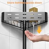 KEGII Telescopic Shower Caddy Corner Black Shower Shelf Bathroom Storage view 6