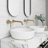 PHASAT Brushed Gold Wall Mounted Basin Tap Hot Cold Mixer PTBB06LG view 5