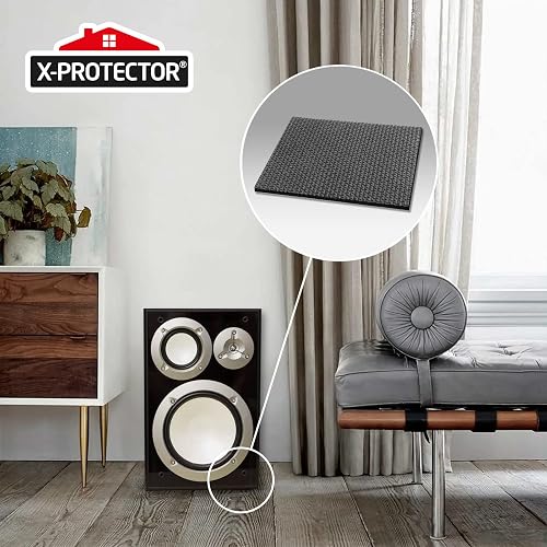 X-Protector 4-Pack Non-Slip Rubber Pads – 4x5 Inch Self-Adhesive Grips For Keyboards, Speakers, Laptops & Small Appliances
