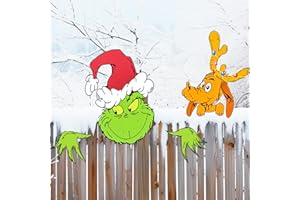 SANYI Christmas Decorations Outdoor 16.53 * 12.6in, Christmas Fence Peeker Outdoor Decoration,for Holiday Xmas Garden Courtyard Wall Decorations