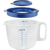 8 Cup Measuring Cup with Splash Guard Lid, BPA-Free Plastic Mixing Bowl for Baking, Pancakes &amp; Meal Prep, Clear Accurate Measurement Marks