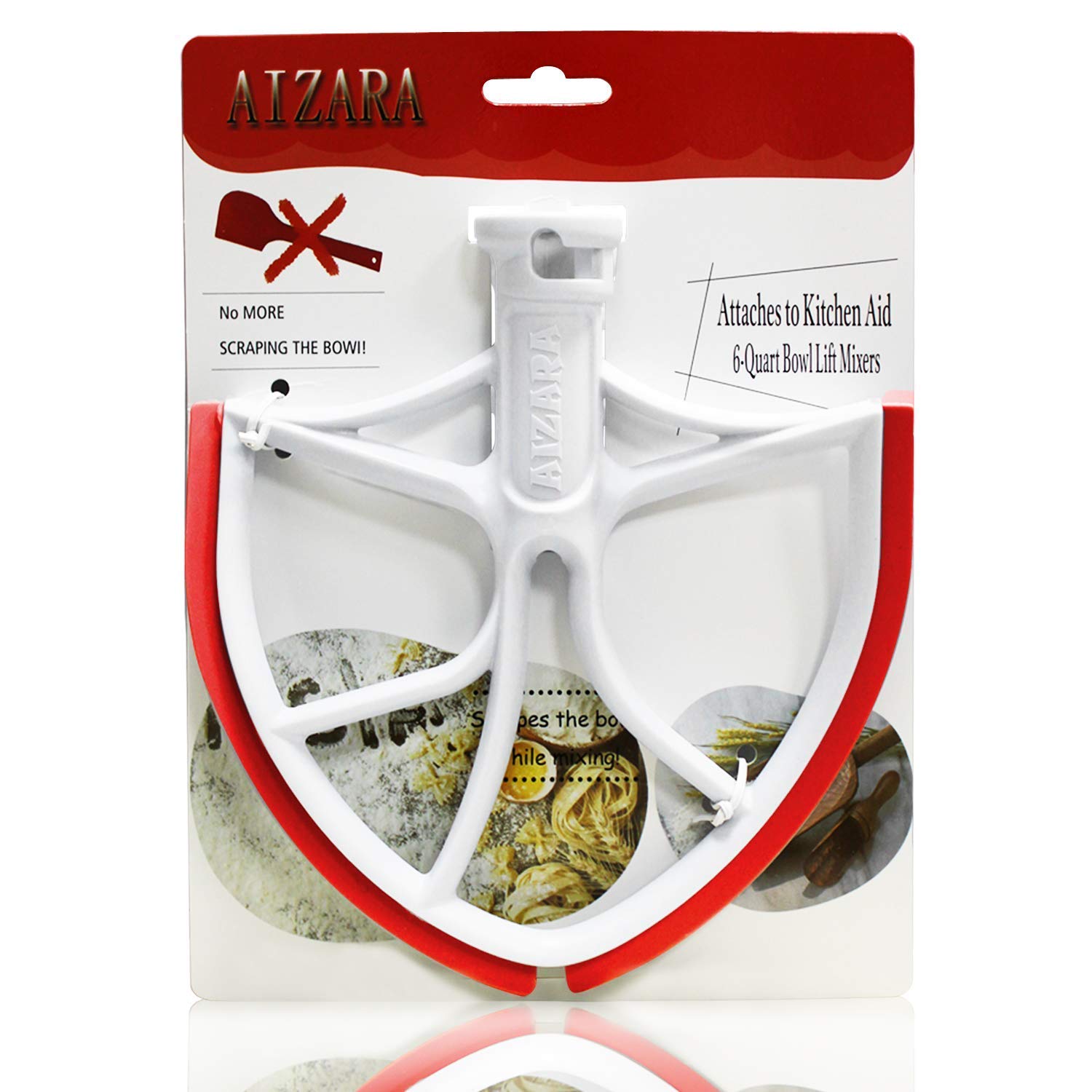 Flex Edge Beater for KitchenAid Bowl-Lift Stand Mixer Attachment 6 Quart - Coated Flat Beater Blade with Silicone Edges - Useful Mixer Accessory(Red)