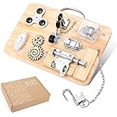 Pithfor Wooden Montessori Toys Busy Board for 1 2 3 4 Year Old, Baby Toddler Sensory Toys, for Fine Motor Skills, for Autism ADHD