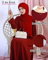 Zofocy Solid Color Women Abaya Modest Muslim Prayer