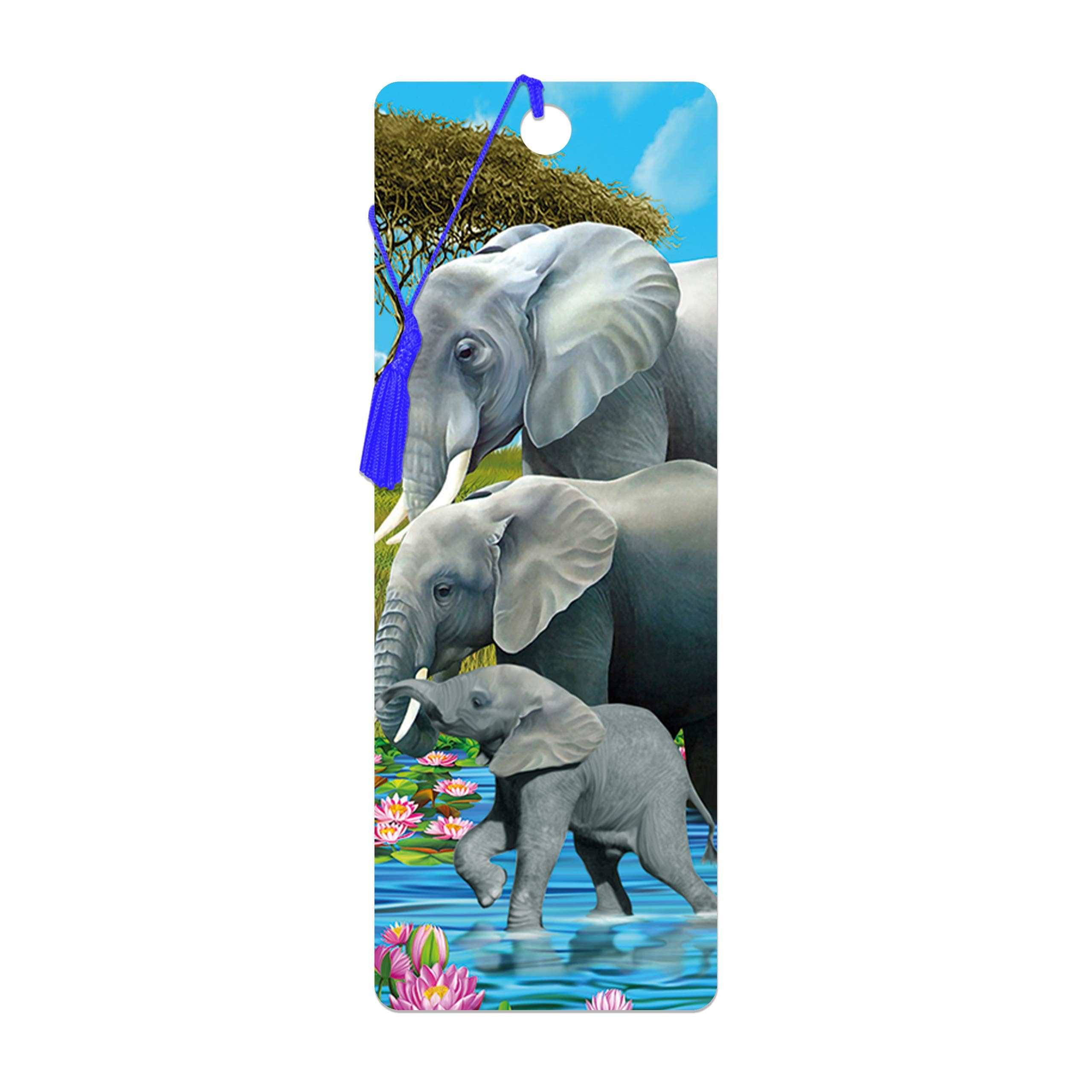 3D LiveLife Bookmark - Pachyderm Pals from Deluxebase. Cute Lenticular Elephant Page Marker. Animal Themed Accessories for Book Lovers. Small Gifts for Men, Women, Writers and Teachers.