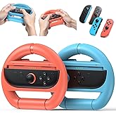 Kinwin Steering Wheel for Nintendo Switch 2 & Switch 1 & Switch OLED Joypad, Racing Wheel Controller Grip for Mario Kart World, for Mario Kart 8 Deluxe, NS2 Anti-Slip Grip Holder Accessories(Blue and Orange)