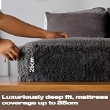 Brentfords Teddy Fleece Fitted Sheet Double Charcoal Grey Soft Warm view 6