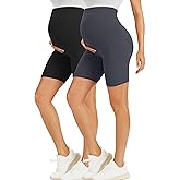 BONVIGOR Maternity Shorts Over The Belly - 5" Biker Workout Yoga Active Athletic Pregnancy Short Pants Lounge Pajama