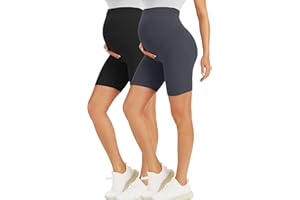 BONVIGOR Maternity Shorts Over The Belly - 5" Biker Workout Yoga Active Athletic Pregnancy Short Pants Lounge Pajama