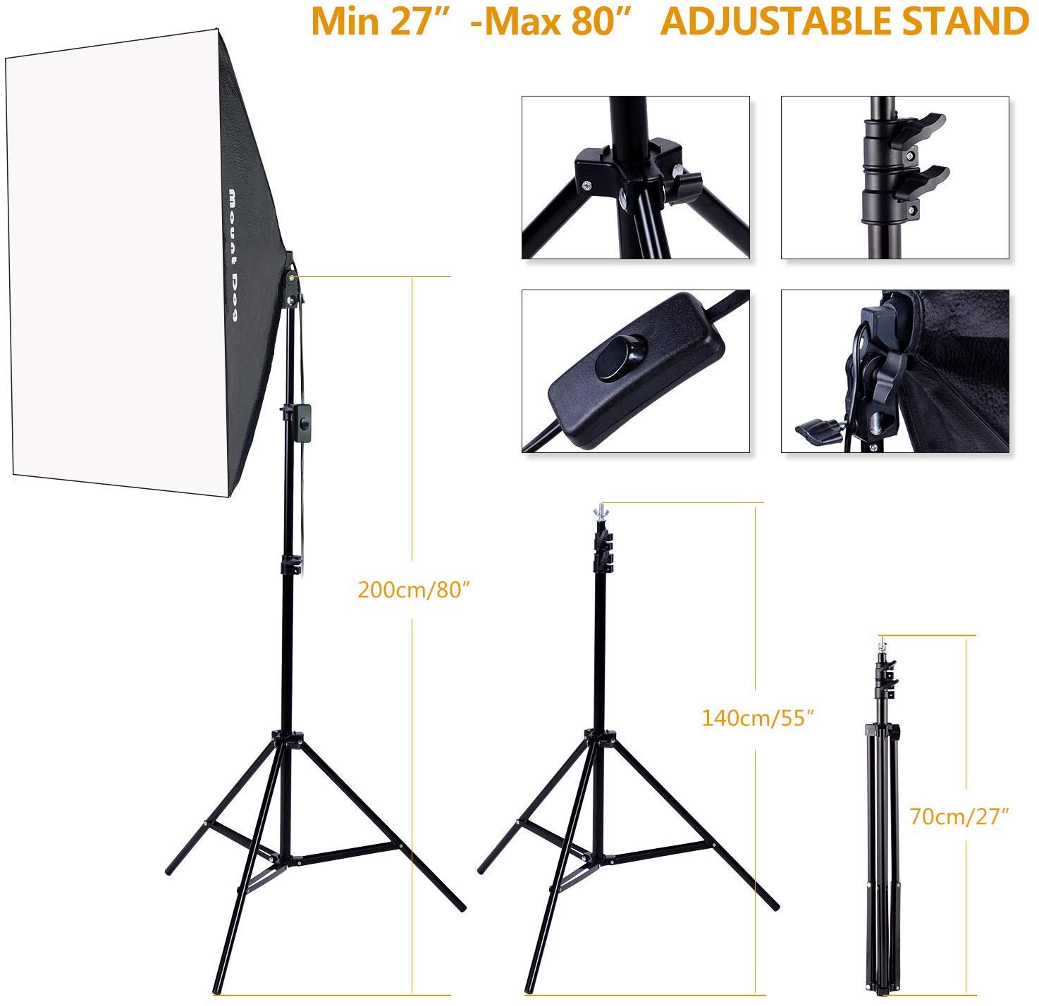 MOUNTDOG 1350W Photography Continuous Softbox Lighting Kit 20"X28