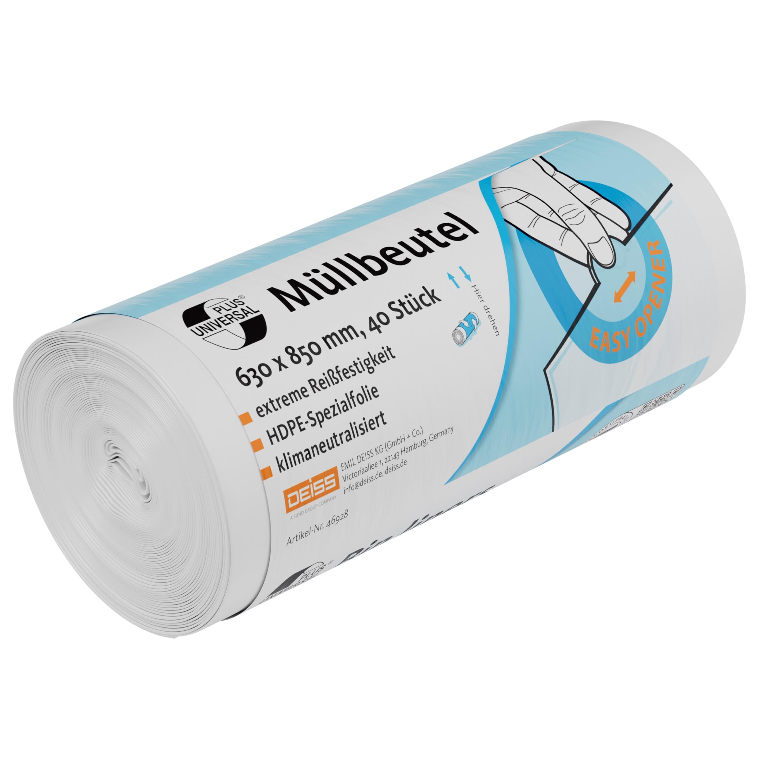 Deiss Universal Plus Bin Liners 80 L, Pack of 40