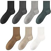 Unisex Ultra-Soft Cotton Crew Socks 7-Pairs Pack – Breathable Athletic Casual Socks for Workout & Everyday, Non-Slip Cushioned Mid Calf Multi-Color Pack (Fits Men 8-10/Women 6-12)"