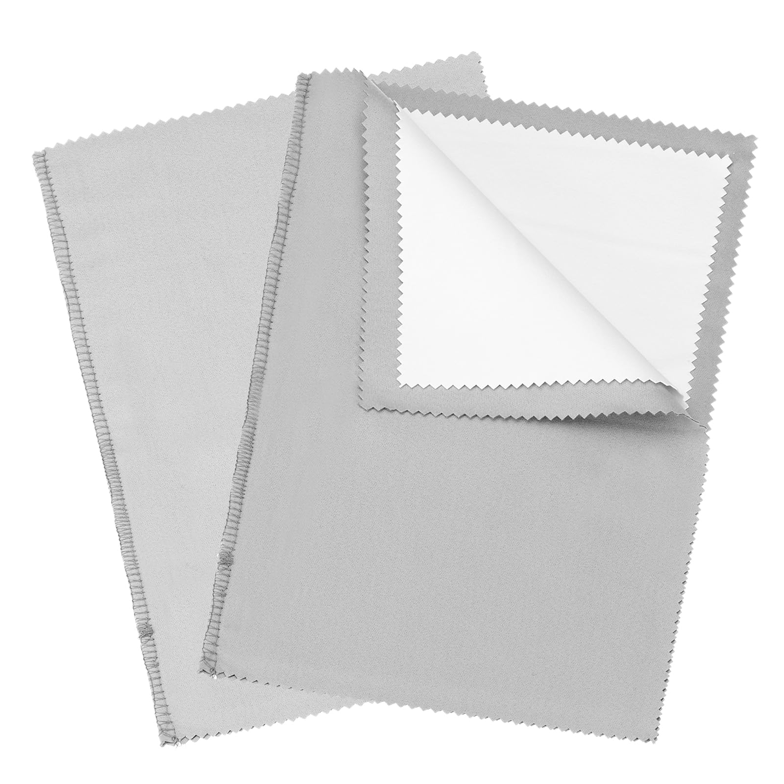 PATIKIL 12.6"x9.8" Jewelry Cleaning Cloth, 2 Pack Polishing Cloth Pure Cotton Cleaning Cloths Double Layer for Gold Silver Coins, Gray