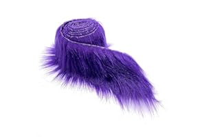 Ice Fabrics Craft Faux Fur Fabric Pre Cut Rolls - 2"x60" Fur Ribbon Mohair Fabric Strips - Super Soft and Fuzzy - Perfect for Crafts, Costumes & Decoration - Purple - 2x60