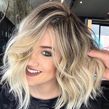 Amazon Com Weite Women Girls Mixed Color Blond Short Bob Wavy