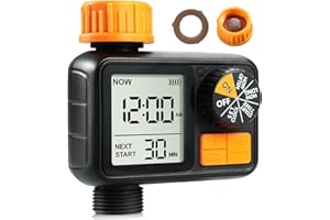 PISKOAN Sprinkler Timer,Water Timer Programmable Garden Outdoor Hose Feature Timer with Rain Delay/Manual/Automatic Watering System for Lawns Pool (1 Outlet)