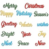 Hying Christmas Words Cutting Dies for Card Making, Xmas Greeting Words Die Cuts Happy New Year Letters Dies Stencils Embossing Template for Craft Scrapbooking DIY Photo Album Decorations