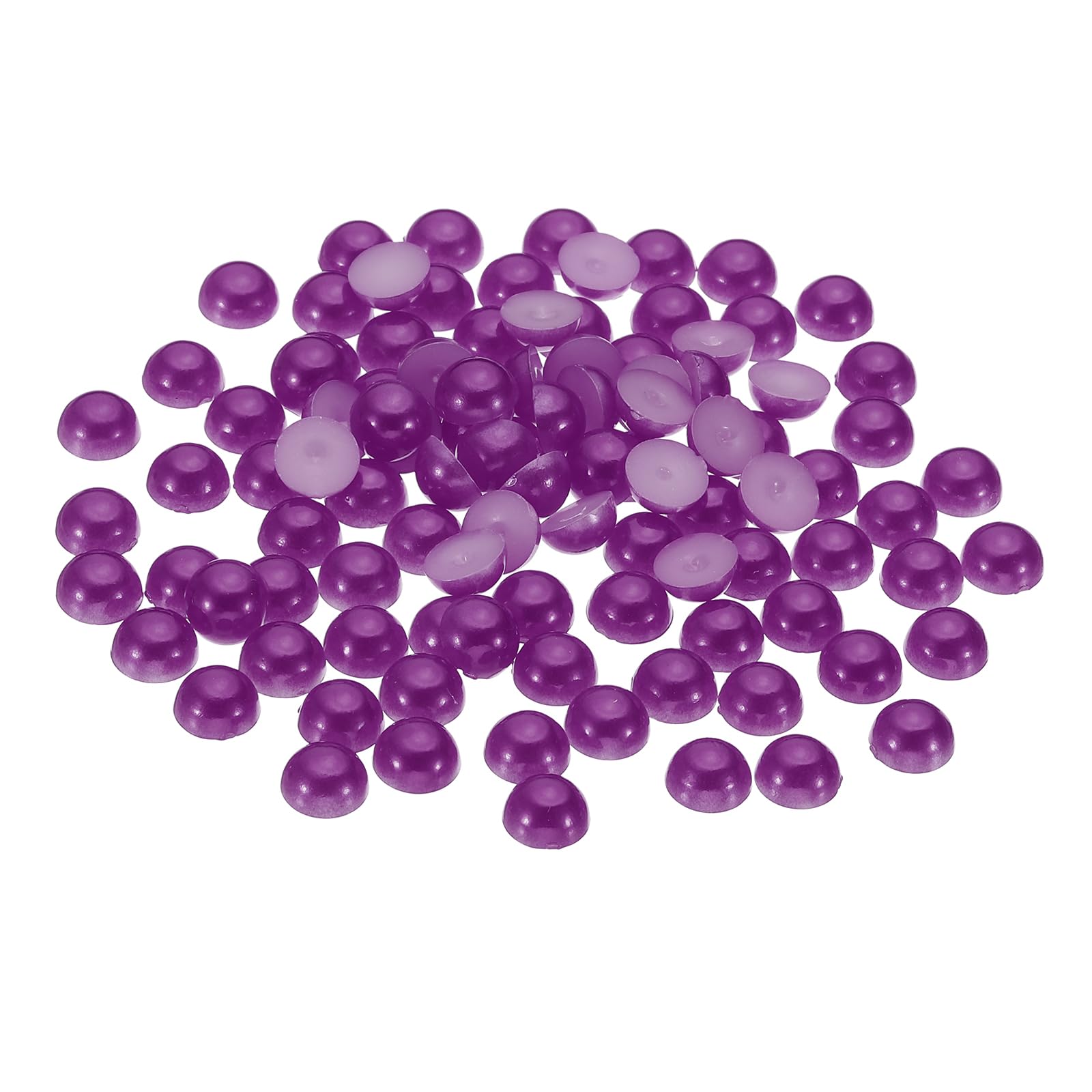 PATIKIL 600Pcs Flatback Pearls Beads for Crafting, 8mm Half Round Resin Beads Flatback Pearls for Nail Charms Handmade Phone Case Embellishment, Purple
