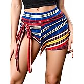 winkbay Women's Y2k Plaid Mini Shorts Tie Side High Waisted Party Club Skort Streetwear