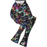 Sislerew Girls Clothes Tie Dye Sweatsuit Long Sleeve Sweatshirt Tops and Flare Pants 2PCS Girls Fall Clothes