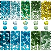 PH PandaHall 350PCS 8mm Frosted Glass Beads 10 Colors Transparent Crystal Beads Blue Green Round Ball Frosty Glass Bead Matte Loose Spacer Bead for Necklaces Earrings Bracelets Jewelry Making Decor