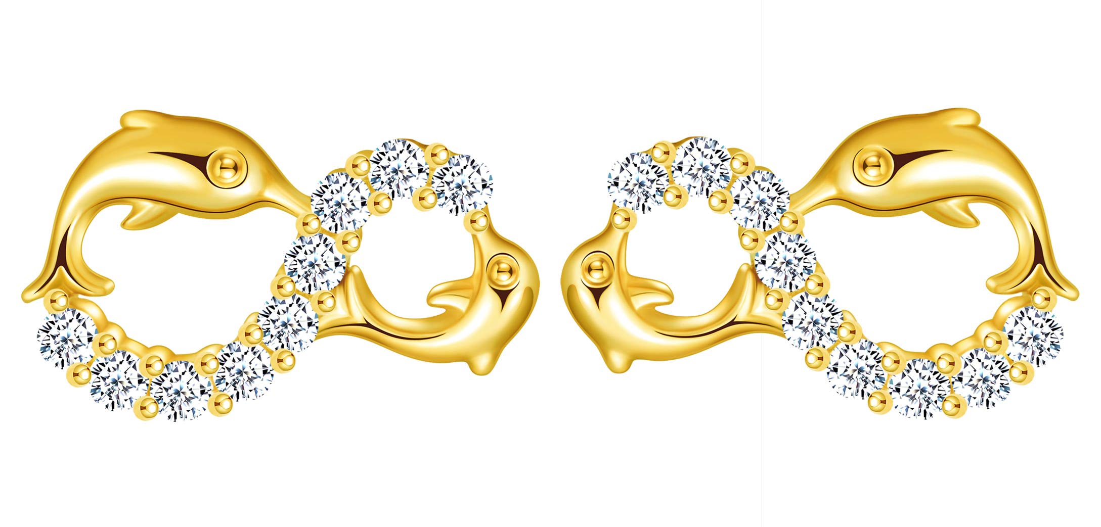 MicVivien 925 Sterling Sterling Studs - Dolphin Stud Earrings - Infinity Zirconia Stud Earrings - Fine Earrings Jewellery for Women Girls