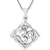 AeraVida Delicate Casual Yoga Flower Round Peaceful mantra design Carved Religious Accessory in .925 Sterling Silver Mindfulness Charm Necklace, 18 inch