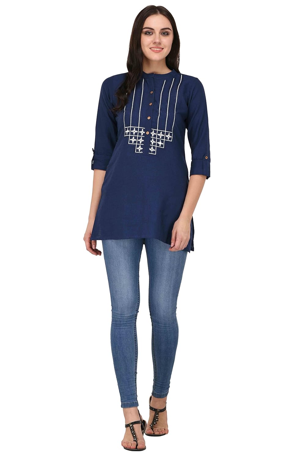 pistaa's women's cotton short top (navy blue_xs)