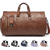 Wymulot Convertible Garment Bag, Carry on Garment Duffel Bag with Shoulder Strap, Men's Women's Travel Clothing Bag with Shoe Compartment, 2-in-1 Hanging Suitcase Suit Business Travel Bag (Brown)
