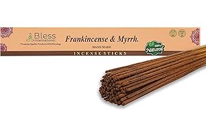 Bless-Frankincense-and-Myrrh 100%-Natural-Handmade-Hand-Dipped-Incense-Sticks Organic-Chemicals-Free for-Purification-Relaxat