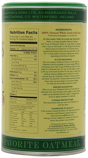 FLAHAVAN’S IRISH STEEL CUT OATMEAL QUICK TO COOK DRUM, 24-OUNCES (PACK OF 2)