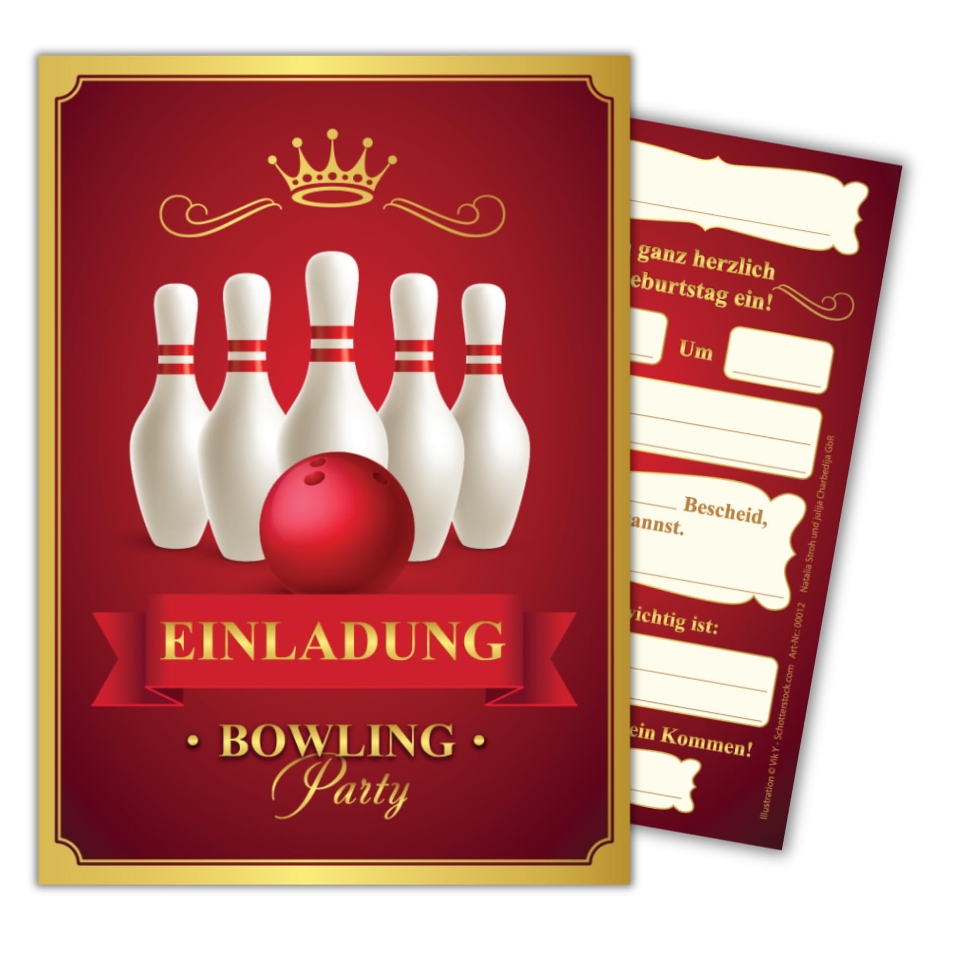 JuNa-Experten 12 Invitation Cards for Children's Birthday Party Bowling