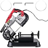VEVOR Portable Band Saw, 110V Removable Alloy Steel Base Cordless, 5 Inch Cutting Capacity Hand held,Variable Speed Portable 