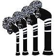 Scott Edward Multi-Style Optional Individualized Knit Golf Club Head Covers Set of 4, Fit for Driver Wood(460cc) * 1, Fairway Wood * 2, and Hybrid(UT) * 1, for Male/Female Golfers